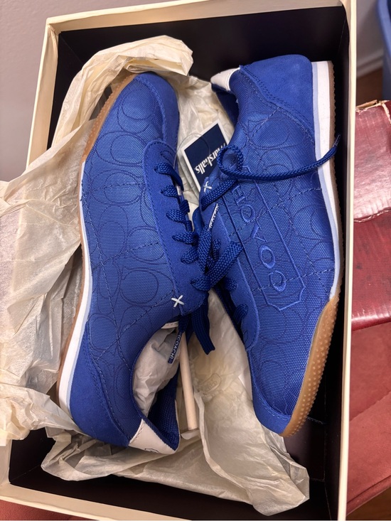 Coach Shoes - Coach Women's Royal Blue Lace-Up Signature Sneakers